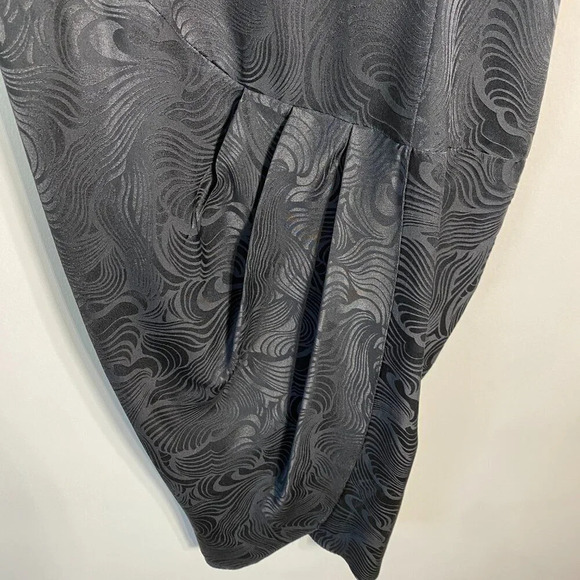 Adrianna Papell Women's Sz 6 Short Sleeve 100% Silk Patterned Sheath Dress Black - Picture 10 of 16